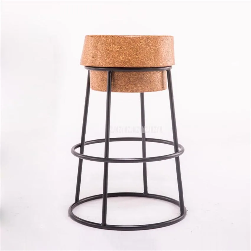 Простая в современном скандинавском стиле Круглый Барный стул из мягкого дуба деревянное сиденье металлический железный, Деревянный
