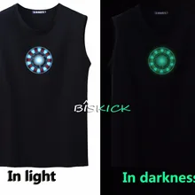 Модный мужской и женский топ без рукавов для мальчиков и девочек с изображением Железного человека, светящийся в темноте, светящийся концертный Топ в стиле хип-хоп