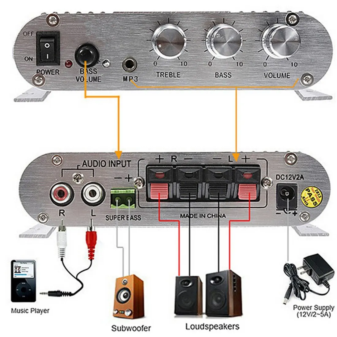 

New 200W Car Amplifier LP-838 12V Smart Mini Hi-Fi Stereo Audio Amplifier for Home Car Auto MP3 MP4 Stereo Boat Motorcycle