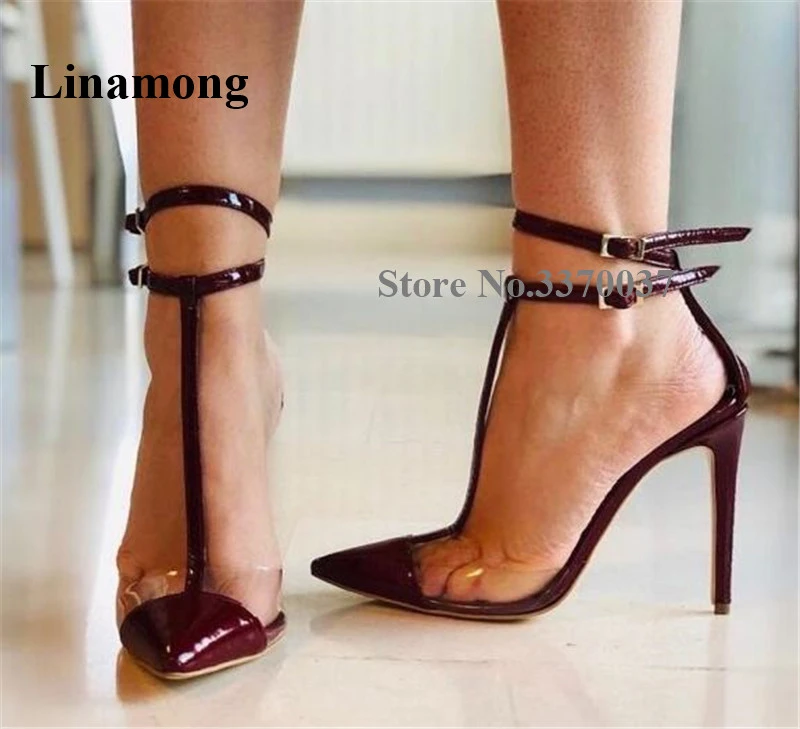 clear strap stiletto heels