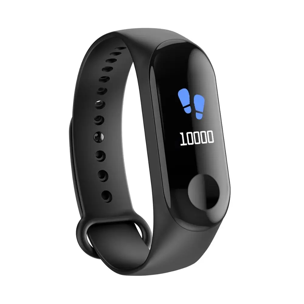 Цветной экран M3 Sport Smartband кровяное давление монитор сердечного ритма IP67 Водонепроницаемый трекер активности для мужчин и женщин Bluetooth часы - Цвет: Black