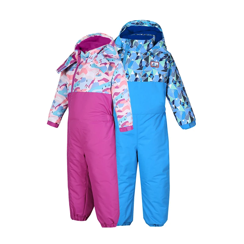 Dollplus الشتاء طفل صبي فتاة بدلة تزلج الأطفال بذلة للماء SnowSuit يندبروف مقنعين واحدة قطعة ملابس الأطفال 18M-3Y