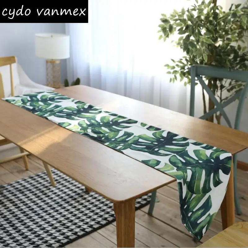 green leaf table runner leaves waterproof tablecloth garden home cover