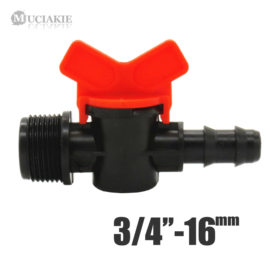 

MUCIAKIE 1PC 3/4'' Male Thread Switch Valve Connector to 16mm Garden Irrigation Pipe Tubing Accessory Micro Drip Tape Adapter