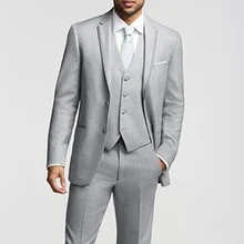 2018 Gray Business Party Men Suits Groom Wear Classic Fit Three Piece Custom Made Wedding Tuxedos (Jacket + Pants + Vest)