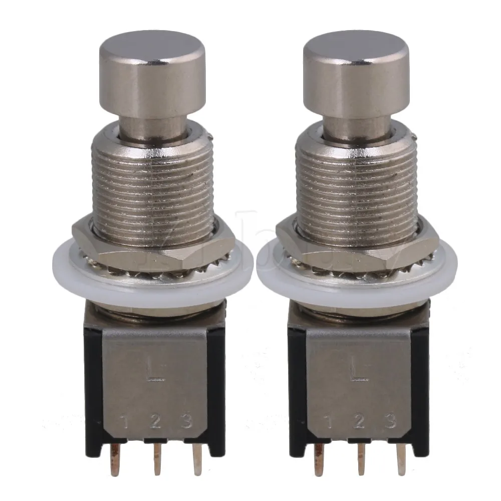 

Yibuy 17mm Black 3PDT Small 9 Pins Box Stomp Guitar Effect Push Button Pedal Foot Switch with Lock Pack of 2