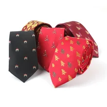 New Design Christmas Neck Ties for Mens Polyester Red Christmas Tree Necktie Casual Business Animals Neck Tie Gravatas Cravat