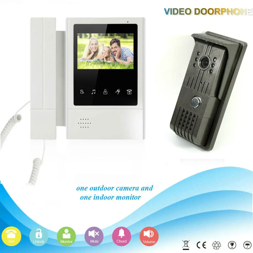 

YobangSecurity 4.3"inch Color Monitor Video Door Phone Doorbell Intercom Waterproof Camera Rain Cover With Telephone Style