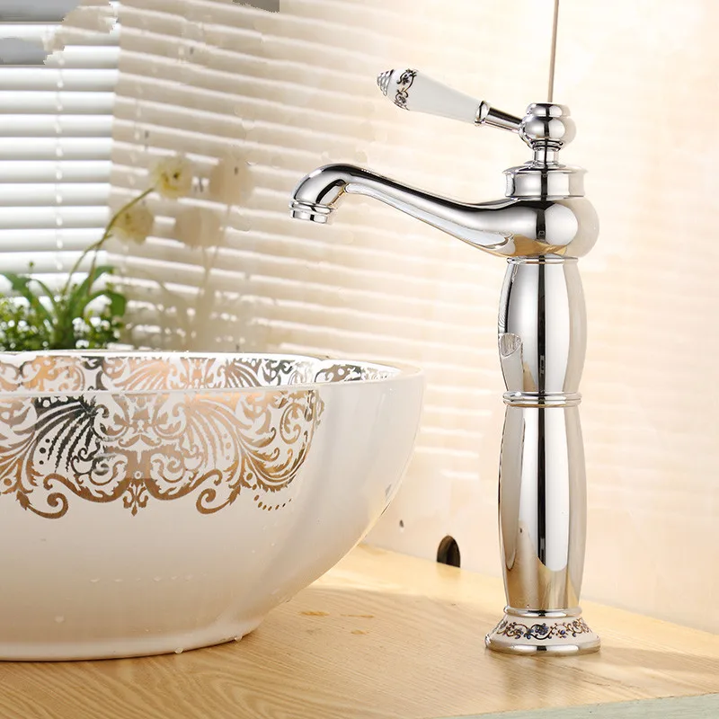 Silver Free shipping Bathroom brass single hole copper hot and cold basin faucet bathroom  (5)