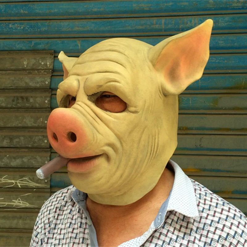 Маска для головы капот животных pighead накладные полностью латексные маски maske реалистичные силиконовые маски mascaras костюм, реквизит
