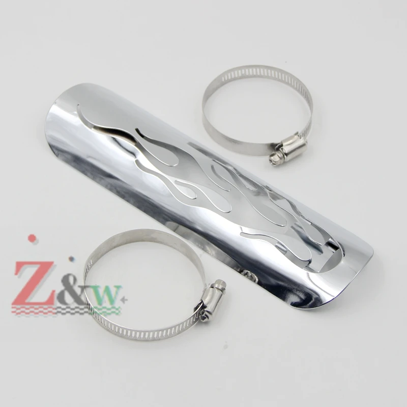 New Styling Chrome Flame Exhaust Muffler Pipe Heat Resist Shield Cover