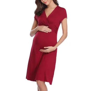 

Maternity Dresse Nursing Baby Breastfeeding Nightdress Maternity Dresses Evening 2019 Maternity Gown Vestido Gestante Com Manga