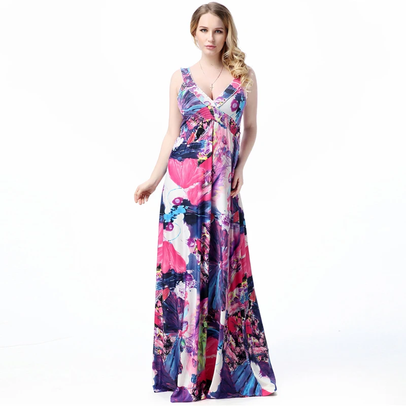 Женское летнее платье макси с V образным вырезом и открытой спиной|maxi beach dress|beach