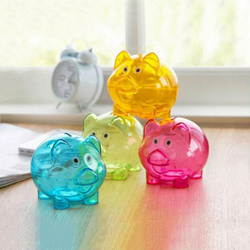 Мини-Банк для денег в стиле свинки, пластиковая коробка для экономии денег, для хранения монет, для детей, милый разноцветный подарок для свиньи