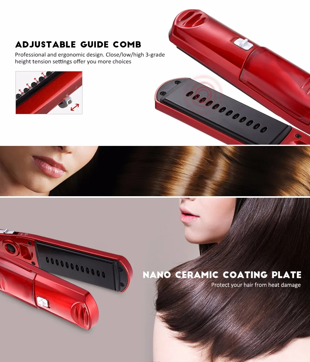 Kemei, Красный Профессиональный паровой выпрямитель для волос, расческа, щетка, плоский утюг, керамический Утюг для волос, электрическая щетка для выпрямления волос, KM-3110