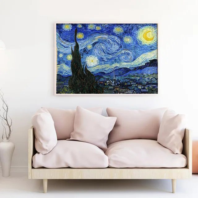 Van Gogh Starry Night Abstract Landscape Canvas Poster Famous Classic Wall Art Print Decorative Picture Modern Living Room Decor 2