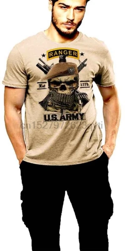 Us Army Ranger T Shirt Tan Beret 75th Rgt Skull Shemagh Military Combat Knife T Shirts Aliexpress