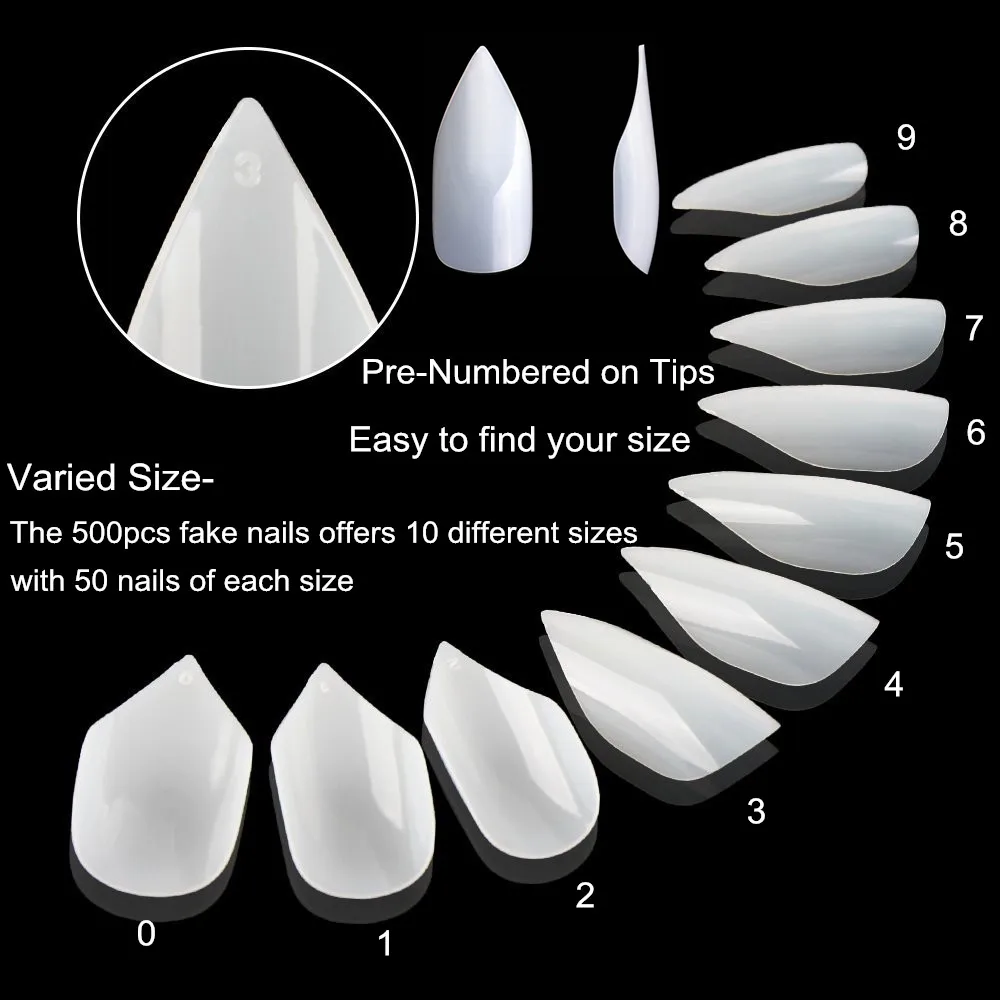 Makartt 500 шт миндальные накладные ногти остроконечные ногти шпильки ногти прозрачные натуральные акриловые накладные ногти полное покрытие