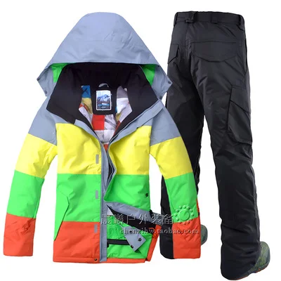 Зимняя новая лыжная куртка и лыжные штаны для отдыха на открытом воздухе, мужской водонепроницаемый дышащий Лыжный костюм, мужской лыжный костюм с двойным бортом - Цвет: set8