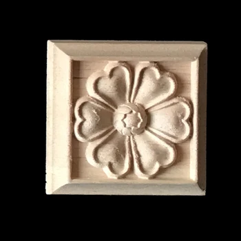 

10PCS Wood Carving Applique Furniture Carve Miniatures Home Decor Wood Craft Flowers Pattern Cabinet Door Solid Wood Decals