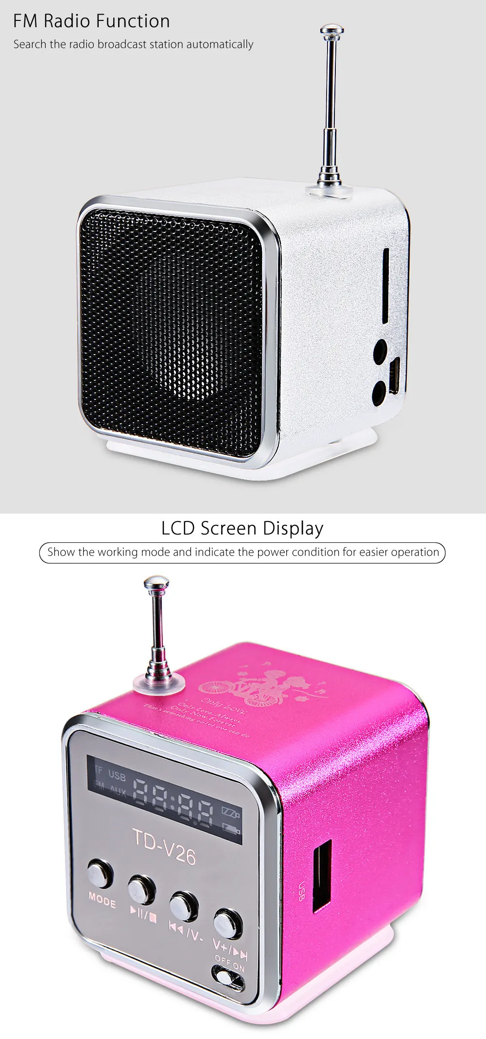 Td V26 Portativnyj Micro Sd Tf Pleera Cifrovoj Zhk Displej Displej Fm Radio Dinamik Stereo Zvuk Dinamik Dlya Noutbuk Mobilnyj Telefon Mp3 Loudspeakers For Laptop Speaker Stereofm Radio Speaker Aliekspress