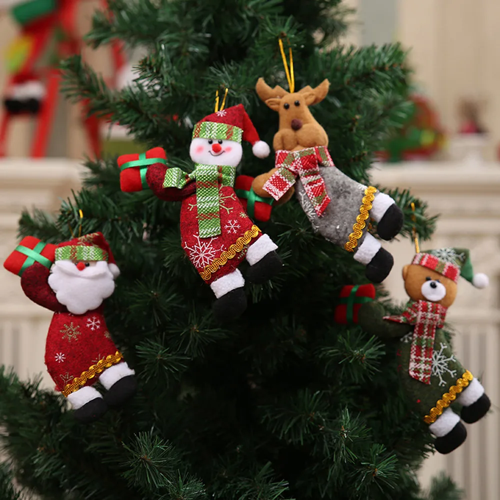 Веселые рождественские украшения подарок Санта Клаус снеговик дерево ткань игрушка кукла Рождественские украшения повесить Enfeites де Nata L4