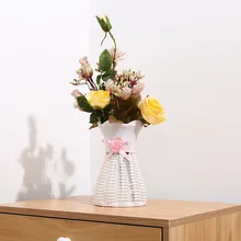 Пластиковая ваза из ротанга для домашнего декора, корзина для цветов, корзина из ротанга, украшение для свадебного стола, ваза для цветов, свадебная ваза