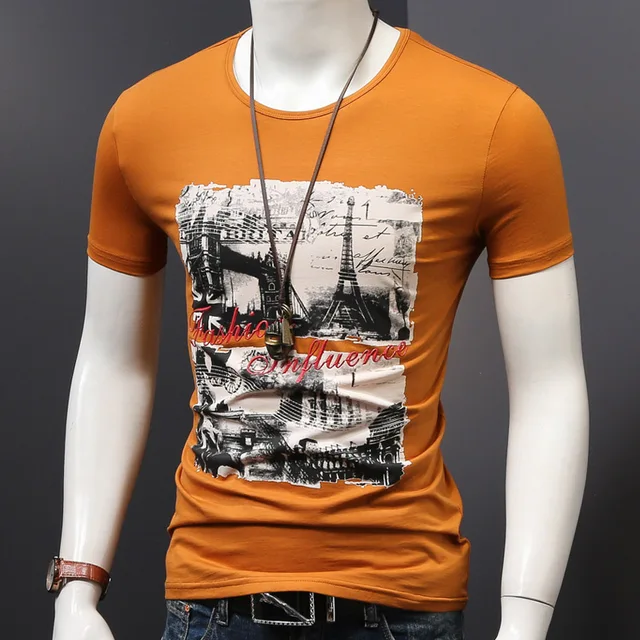 young men short sleeve t shirt fashion print trend man t shirt O neck t