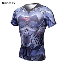 Marvel Comic Compression Shirt Batman Tight Bodybuilding Costume muscle Tracksuit Red Spy tshirt Gyms clothing t shirt men Tops