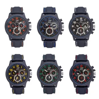 

Men's Quartz Watch Man's Glass Mirror Life Waterproof Watch Three Eyes Dial Leather Comfortable wearWatches Drop.3.25