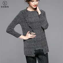 Модный плиссированный топ, Базовая рубашка в полоску, короткая куртка, комплект-двойка