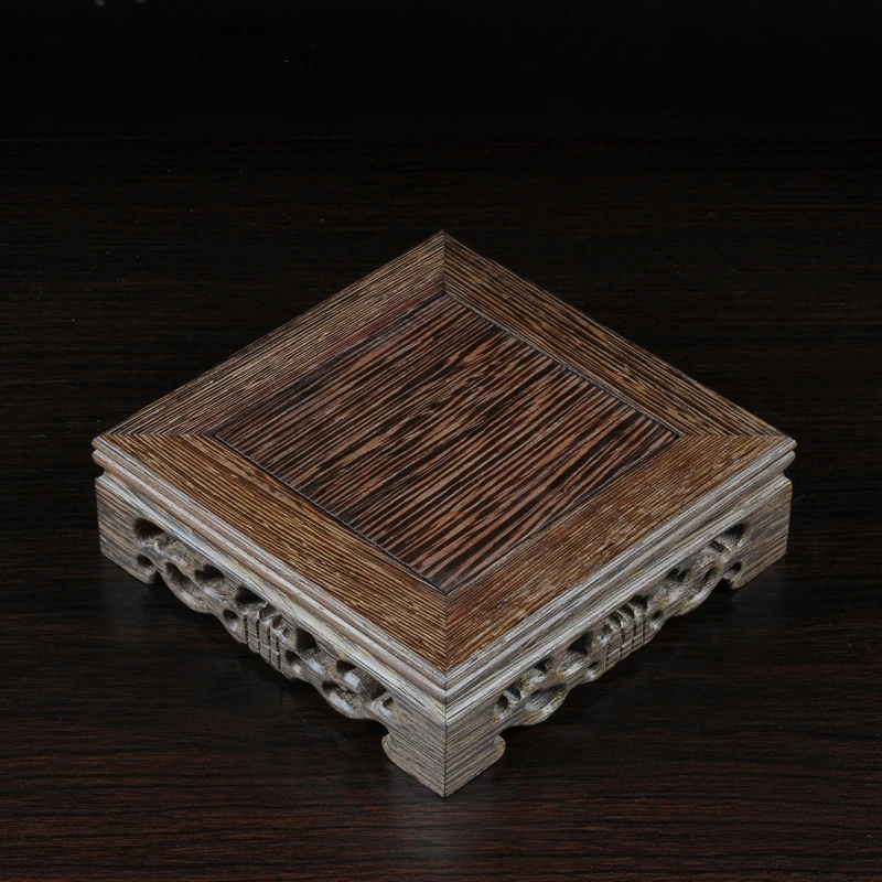 

Chicken wing wooden square openwork carved incense burners aromatherapy furnace wood texture ornaments holding the base shelf