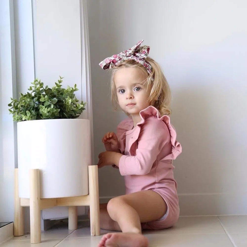 

Shimmy flutter Long Sleeve Onesie cotton playsuit jumpsuit with the wings baby girl Solid Color ruffle romper Onesie