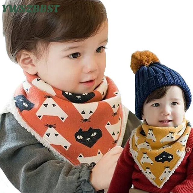Thick Plush Cotton Baby Infant Bibs Boys Bibs Girls Bib Scarf Winter Warm Scarf for Baby Burp Cloths Saliva Towels