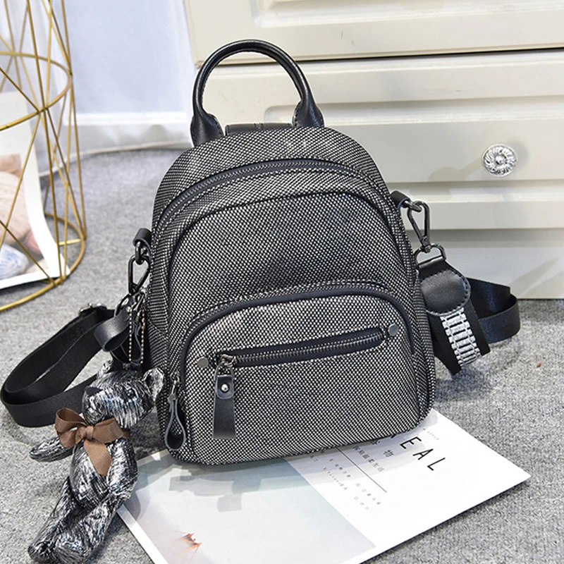 

New Women Fashion Soft PU Leather Mini Backpacks Students Shoulder Schoolbags Female Small Leisure Dual use Travel Bagpacks