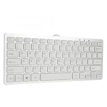 

Mini Keyboard Keyboard Wireless 78 Keys Ultra-Thin Mini Scissors Feet Design USB Wired Silent Keyboard With Silver Keycap
