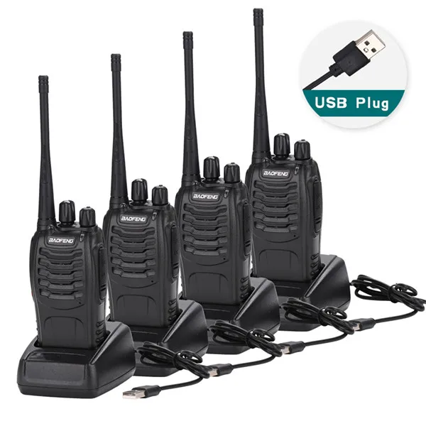 4pcs USB Charger 4 шт. Baofeng BF-888S рация usb-переходник для зарядки портативный радио СВ радио UHF 888S Comunicador приемопередатчик+ 4 гарнитура - Цвет: 4pcs USB Charger