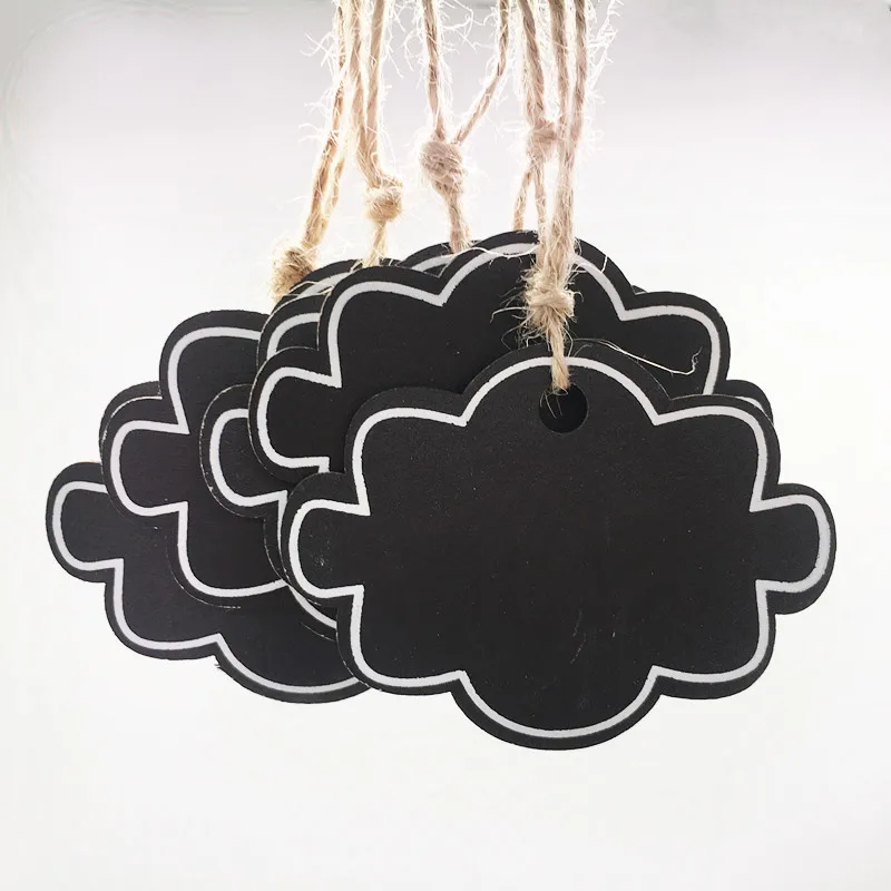 10pcs Mini Wooden Hanging Blackboard with String Cloud Shape Chalkboard Luggage Label Message