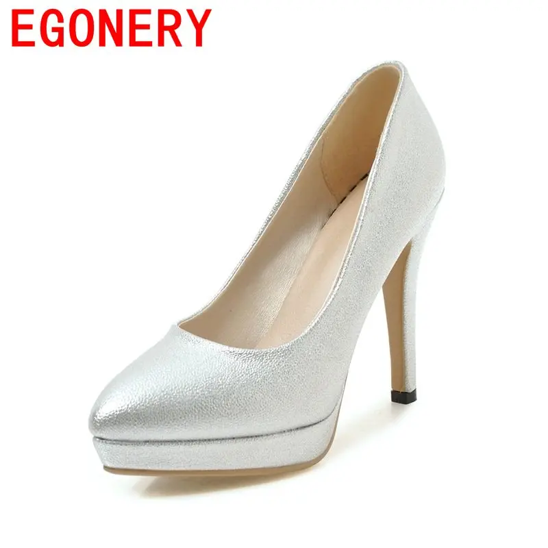 

EGONERY new spring zapatos mujer platform spats high heels office lady dress mature pointed toe spell able date woman pumps