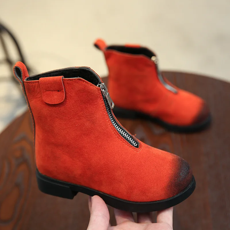 Кожаные ботинки для девочек Chaussure Enfant детские зимняя обувь мальчиков и резиновые