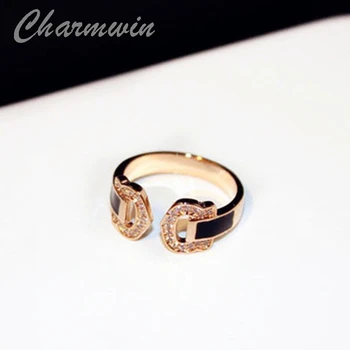 

Charmwin New Fashion Wedding Rings Luxury Women Rhinestone Adjustable Open Ring Drop Of Oil Jewelry Gift PR106