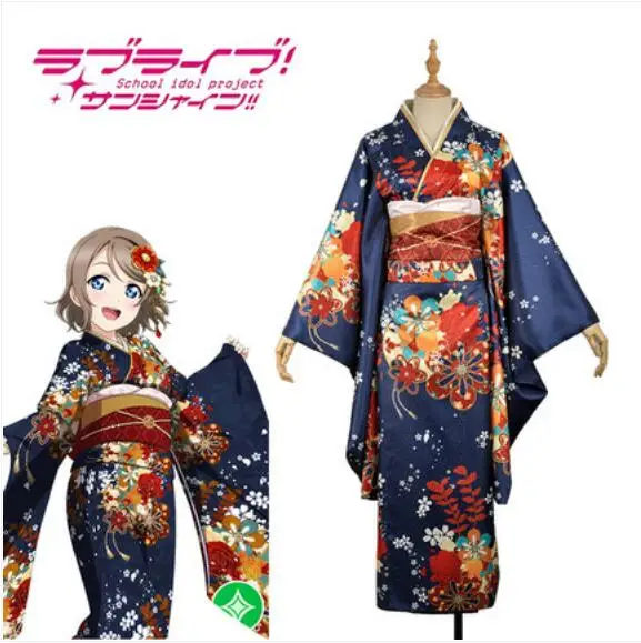 Бесплатная доставка Аниме LoveLive!Sunshine! Костюм кимоно для вечевечерние НКИ на Хэллоуин|Костюмы аниме| |