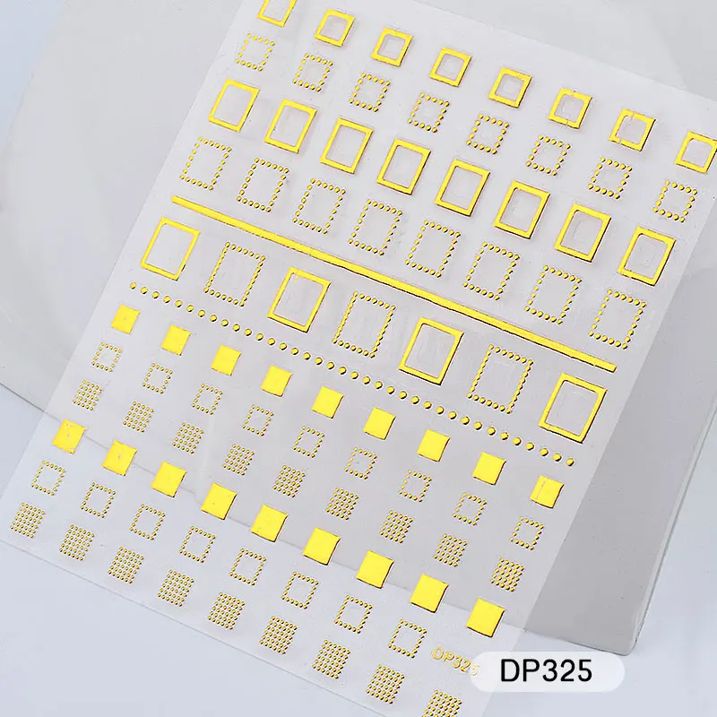 1 лист металлического дизайна ногтей стикер s Смешанная Луна/звезда/Стрела/треугольник геометрические узоры 3d золотой полый клей стикер украшения - Цвет: DP325