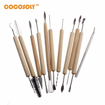 

Pack of 11 Clay Pottery Carving Sculpturing Modeling Wooden Handle Tool