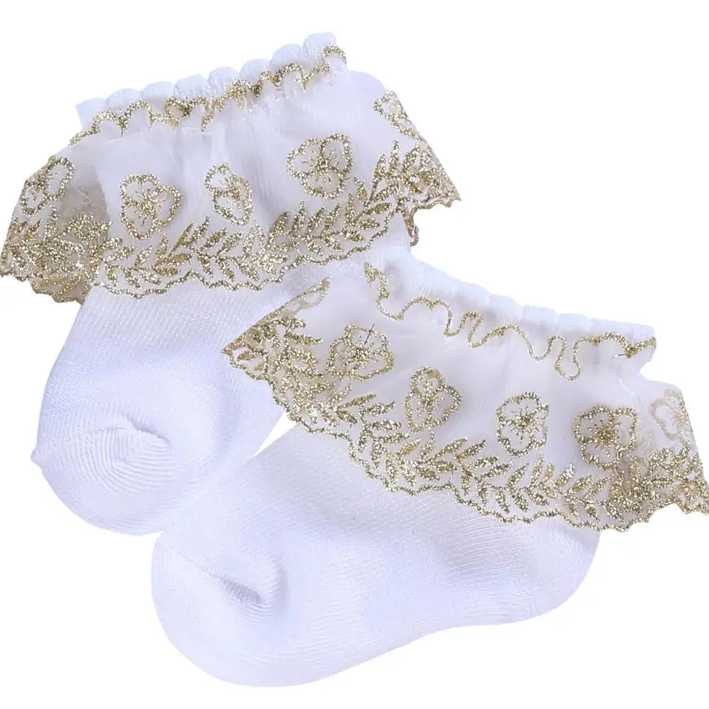 От 0 до 2 лет хлопковые носки для новорожденных детские белые кружевные сетчатые носки принцессы с оборками; детские дышащие короткие носки до щиколотки для малышей Calzini Neonato - Цвет: 3F1006B