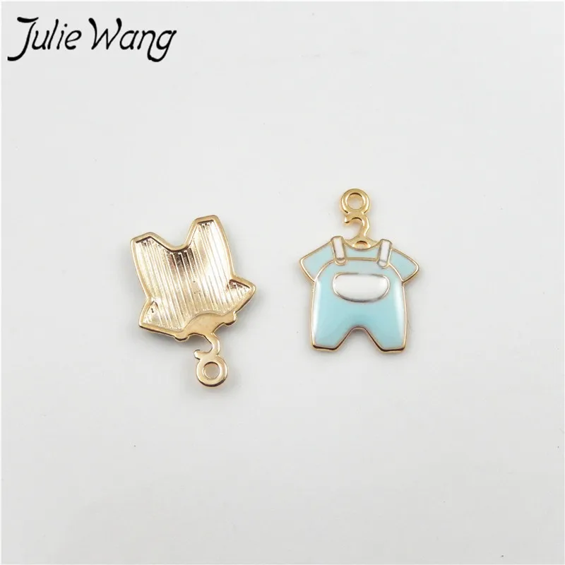 

Julie Wang 5PCS Lovely Little Cloth Shape Blue White Color Enamel Zinc Alloy Charms Making Baby's Safty Pin Jewelry Findings
