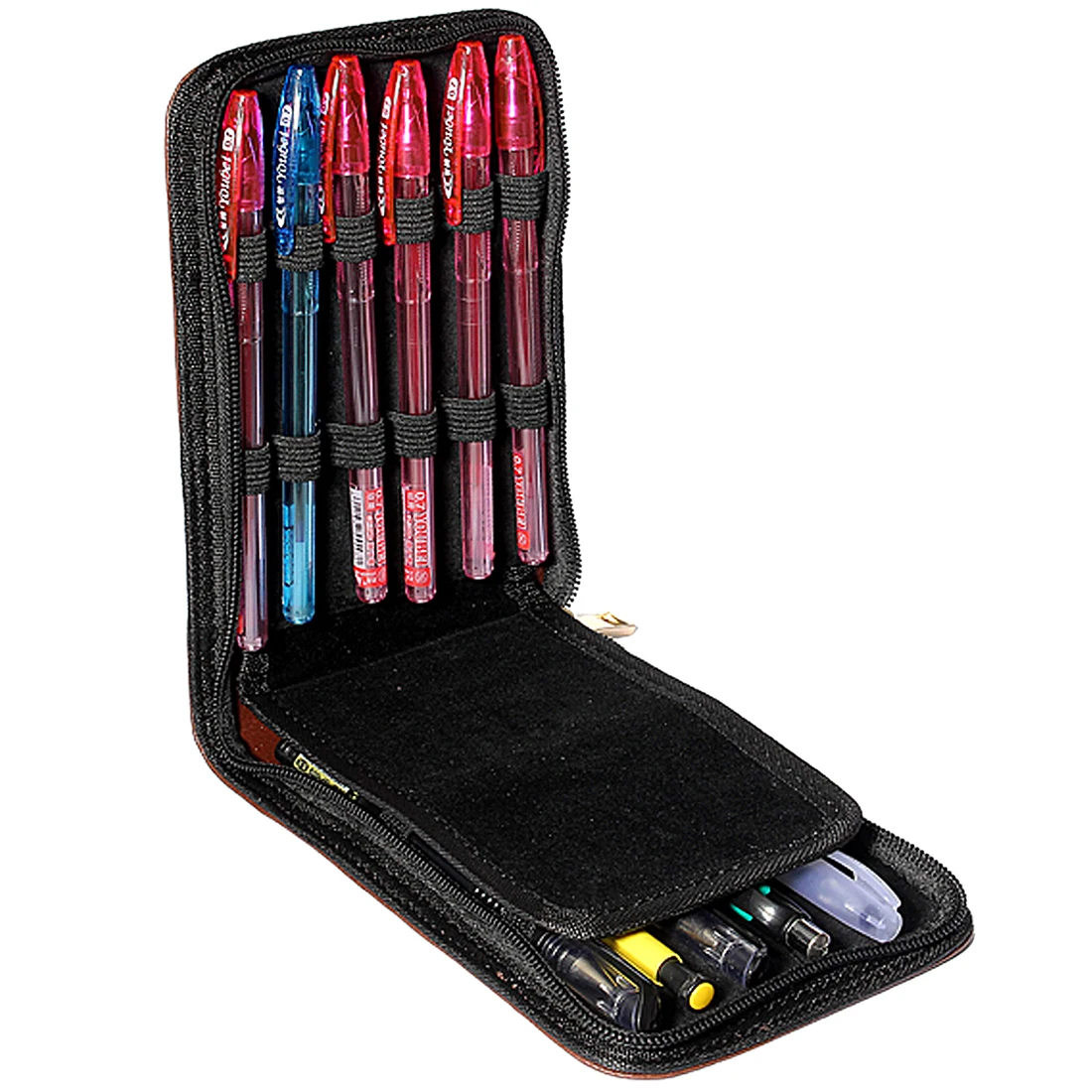 PPYY NEW Fountain Pen Roller Brown Leather Binder Case Holder