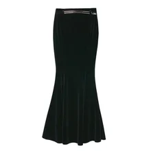 Плюс Размер Длинная бархатная юбка Женская высокая талия черное платье в пол юбка рыбий хвост плюс размер 4XL 5XL осенне-зимняя юбка-годе