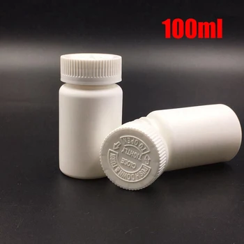 

100pcs 100ml White Color HDPE Plastic Containers, Capsules/Pills/Powder/Vitamin Packing Bottles with Childproof Caps