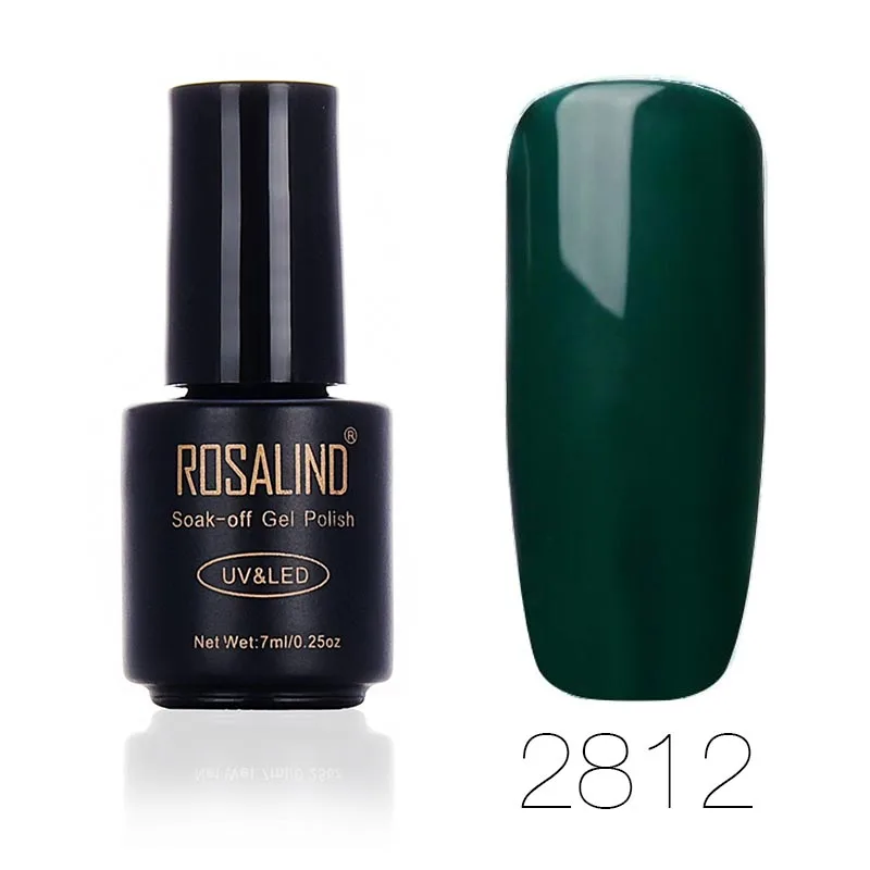 Высокое качество, 7 мл, Гель-лак для ногтей, замачиваемый, чистый, прекрасный, зеленый цвет, Led& UV гель для ногтей, бренд Rosalind, лак для ногтей - Цвет: 2812